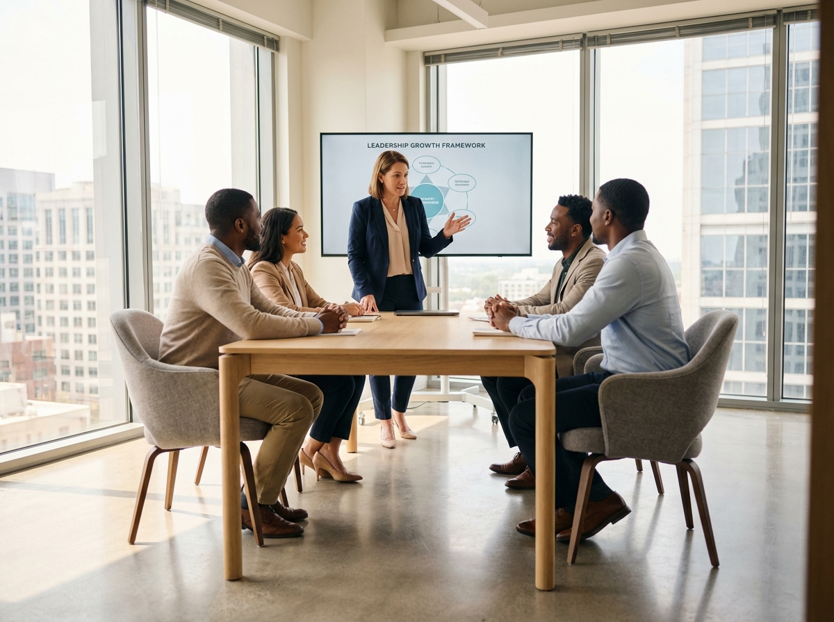 Facilitator training session for 360-degree feedback debriefing