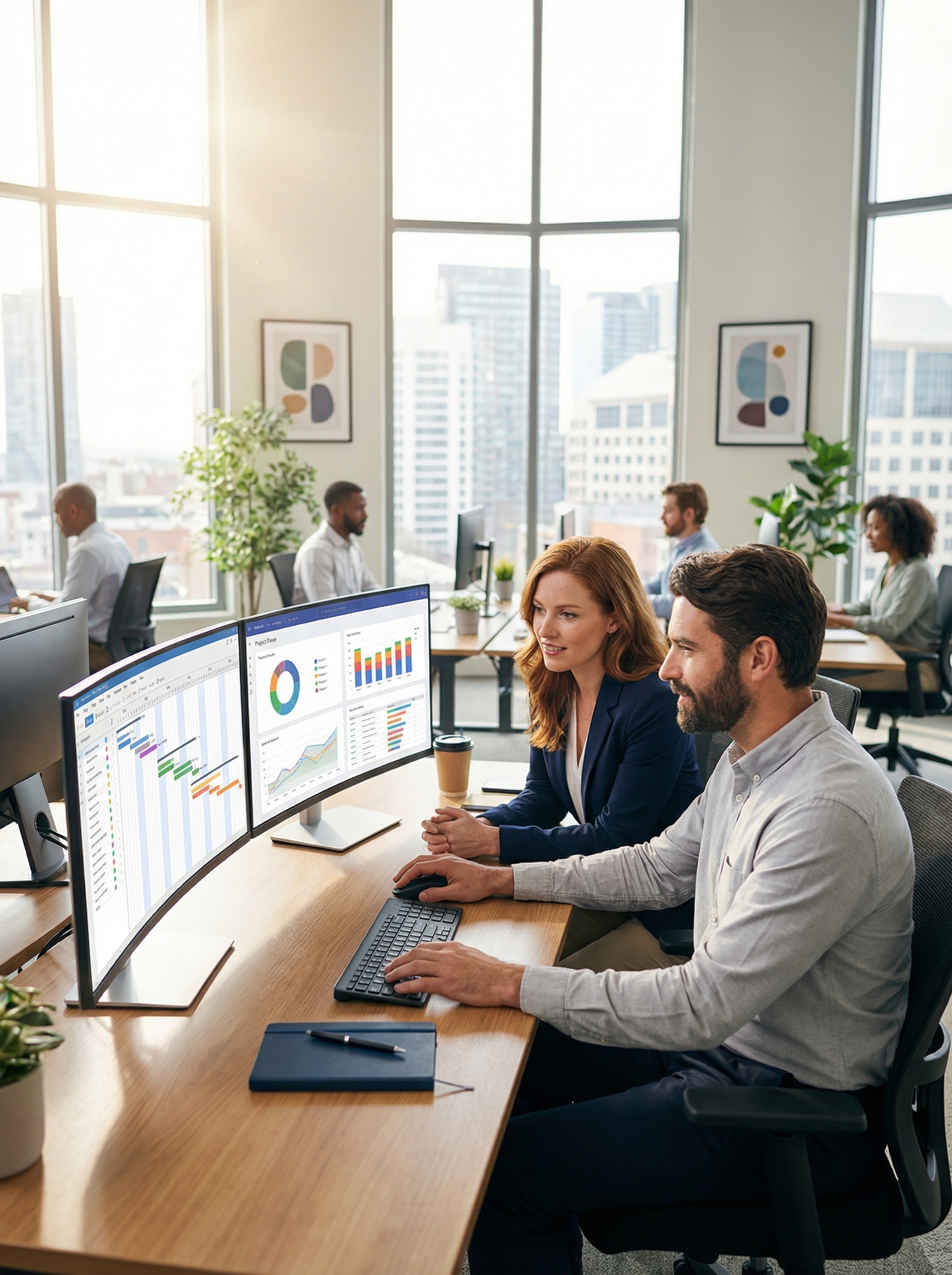 Project management team coordinating assessment programs