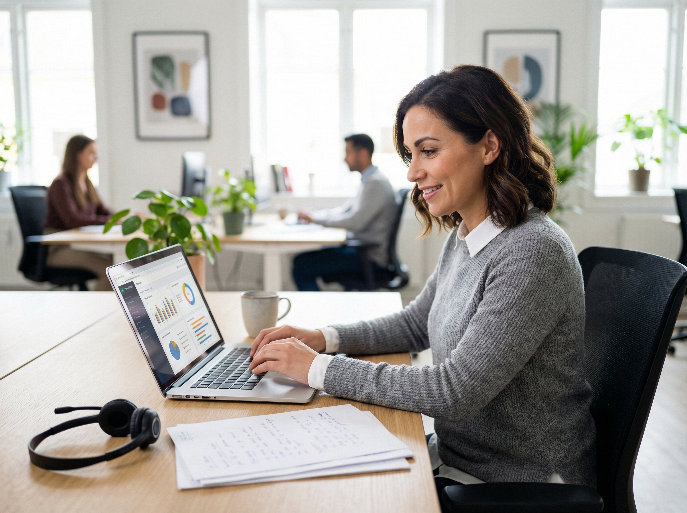 Project coordinator reviewing participant completion dashboards
