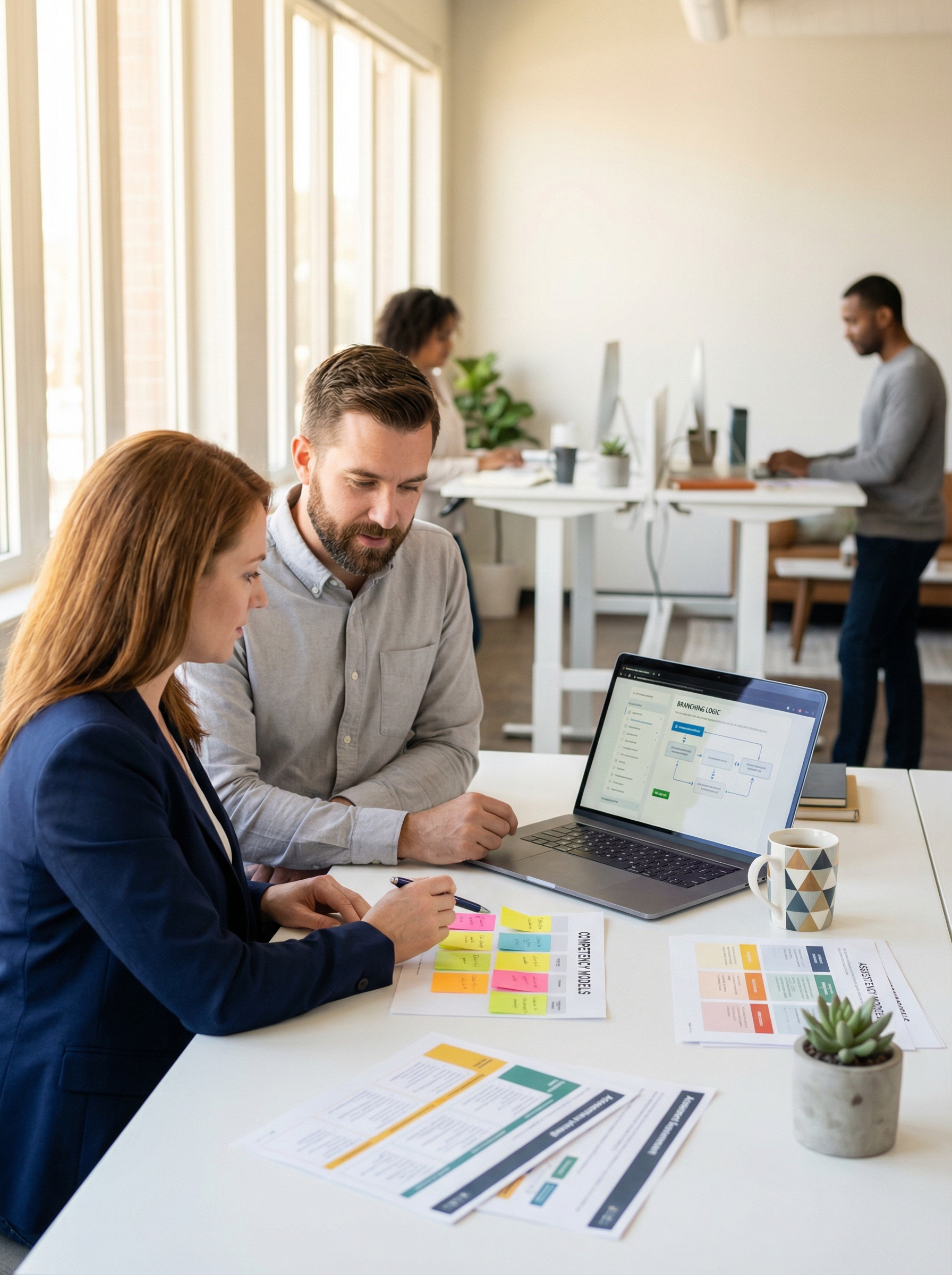 Organisational psychologists collaborating on competency framework design