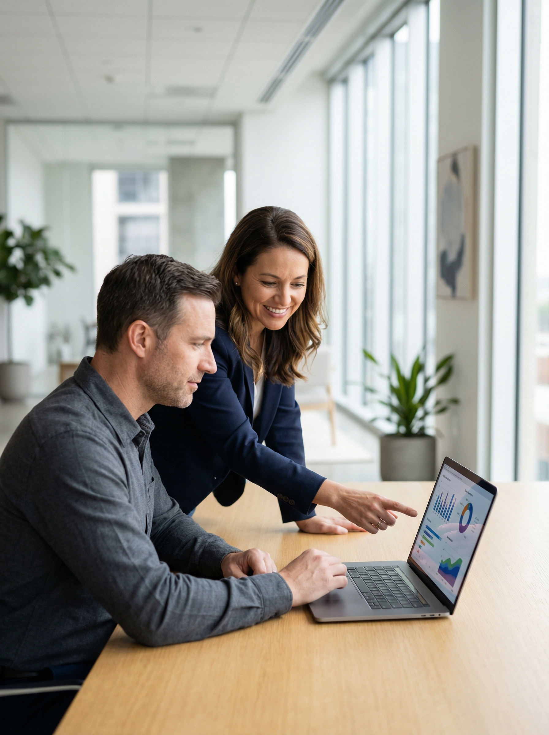 Facilitator coaching a leader through feedback results